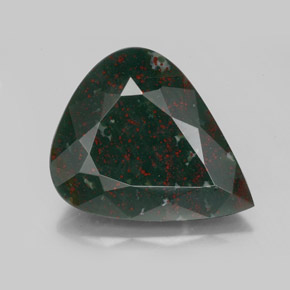 Pedra de sangue verde natural 8,89ct, formato de pêra, opaco
