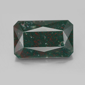 Pedra de sangue verde natural 8,74ct, corte esmeralda, opaco