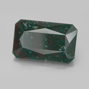 Pedra de sangue verde natural 8,74ct, corte esmeralda, opaco