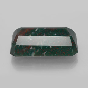 Pedra de sangue verde natural 8,74ct, corte esmeralda, opaco