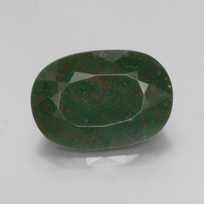 Pedra de sangue verde natural 13,32ct, corte oval, opaco