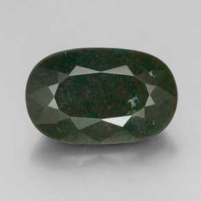Pedra de Sangue verde manchado Natural 14.75ct, oval, Opaco