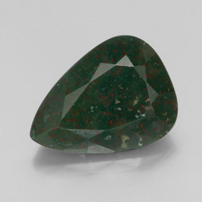 Pedra de sangue verde natural 15,21ct, formato de pêra, opaco