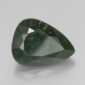 Pedra de sangue verde natural 15,21ct, formato de pêra, opaco