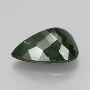 Pedra de sangue verde natural 15,21ct, formato de pêra, opaco