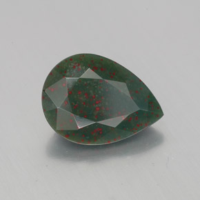 Pedra de sangue verde natural 1,86ct, formato de pêra, opaco