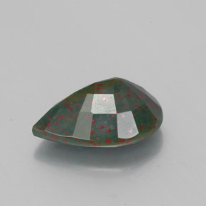 Pedra de sangue verde natural 1,86ct, formato de pêra, opaco