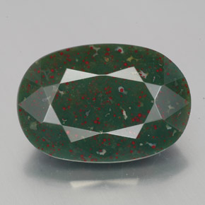 Pedra de sangue verde manchado natural 7,58ct, corte oval, opaco