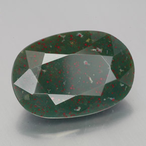 Pedra de sangue verde manchado natural 7,58ct, corte oval, opaco