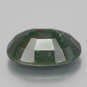 Pedra de sangue verde manchado natural 7,58ct, corte oval, opaco