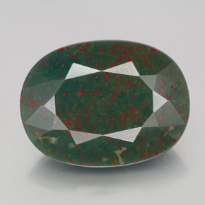 Pedra de sangue verde natural 7,84ct, corte oval, opaco