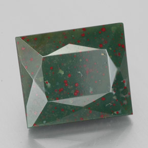 Pedra de sangue verde natural 4,91ct, baguete, opaco