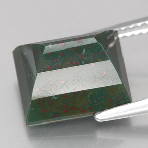 Pedra de sangue verde natural 4,91ct, baguete, opaco