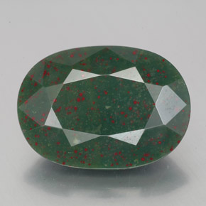 Pedra de sangue verde natural 7,00ct, corte oval, opaco