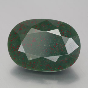 Pedra de sangue verde natural 7,00ct, corte oval, opaco