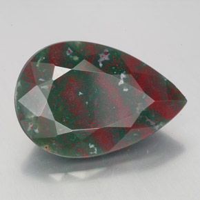 Pedra de sangue verde natural 7,95ct, formato de pêra, opaco