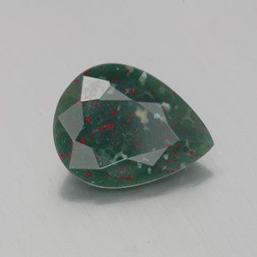 Pedra de sangue verde natural 1,59ct, formato de pêra, opaco