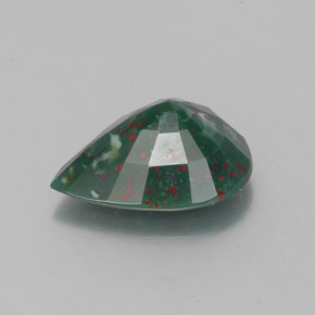 Pedra de sangue verde natural 1,59ct, formato de pêra, opaco