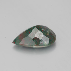 Pedra de Sangue verde manchado Natural 1.78ct, Formato de pêra, Opaco