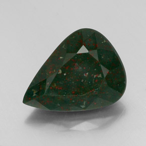 Pedra de Sangue verde manchado Natural 13.69ct, Formato de pêra, Opaco