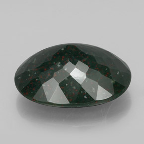 Pedra de Sangue verde manchado Natural 22.02ct, Corte Oval, Opaco