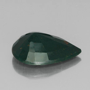 Pedra de sangue verde natural 7,08ct, formato de pêra, opaco