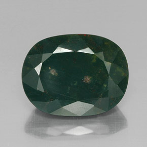 Pedra de sangue verde natural 13,81ct, corte oval, opaco