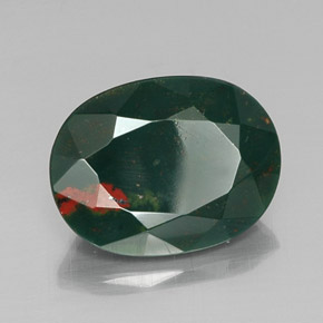 Pedra de sangue verde natural 9,15ct, corte oval, opaco