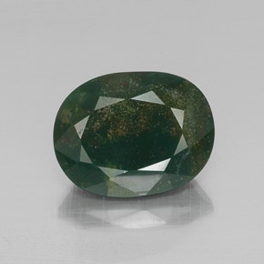 Pedra de Sangue verde manchado Natural 10.65ct, oval, Opaco
