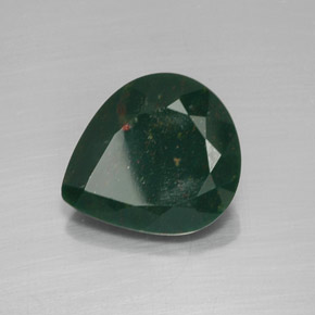 Pedra de Sangue verde manchado Natural 8.69ct, Formato de pêra, Opaco