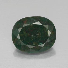 Pedra de sangue verde natural 13,20ct, corte oval, opaco