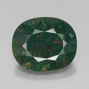 Pedra de Sangue verde manchado Natural 18.51ct, oval, Opaco