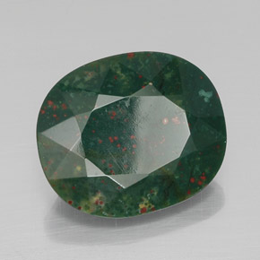 Pedra de Sangue verde manchado Natural 18.51ct, oval, Opaco