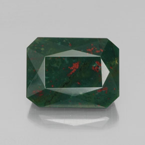 Pedra de Sangue verde manchado Natural 17.00ct, Corte Esmeralda, Opaco