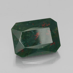 Pedra de Sangue verde manchado Natural 17.00ct, Corte Esmeralda, Opaco
