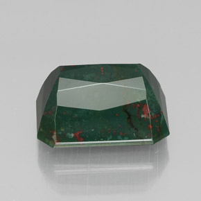 Pedra de Sangue verde manchado Natural 17.00ct, Corte Esmeralda, Opaco