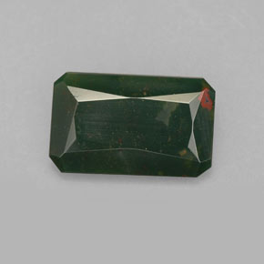 Pedra de sangue verde natural 1,53ct, corte esmeralda, opaco