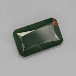Pedra de sangue verde natural 1,53ct, corte esmeralda, opaco