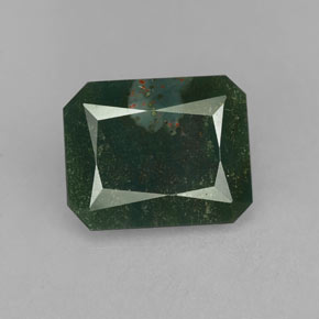 Pedra de Sangue verde manchado Natural 2.17ct, Corte Esmeralda, Opaco