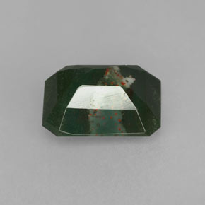 Pedra de Sangue verde manchado Natural 2.17ct, Corte Esmeralda, Opaco