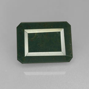 Pedra de sangue verde natural 2,72ct, corte esmeralda, opaco