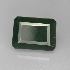 Pedra de sangue verde natural 2,72ct, corte esmeralda, opaco