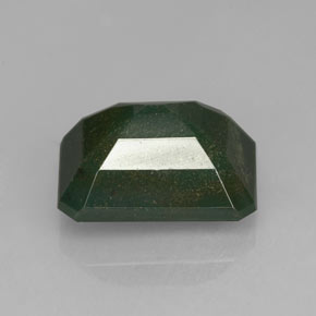 Pedra de sangue verde natural 2,72ct, corte esmeralda, opaco