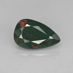 Pedra de sangue verde natural 3,34ct, formato de pêra, opaco