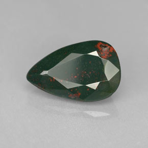 Pedra de sangue verde natural 3,34ct, formato de pêra, opaco
