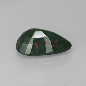 Pedra de sangue verde natural 3,34ct, formato de pêra, opaco