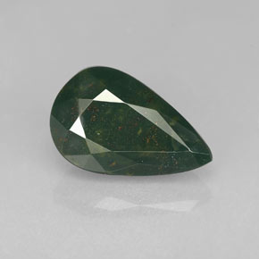 Pedra de sangue verde natural 3,18ct, formato de pêra, opaco