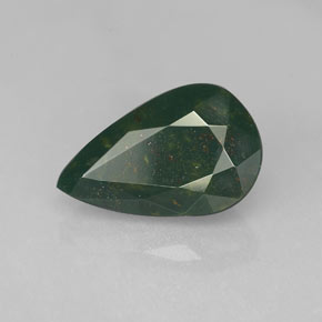 Pedra de sangue verde natural 3,18ct, formato de pêra, opaco