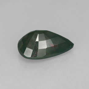 Pedra de sangue verde natural 3,18ct, formato de pêra, opaco