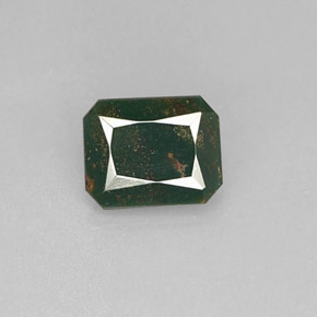 Pedra de sangue verde natural 1,55ct, corte esmeralda, opaco